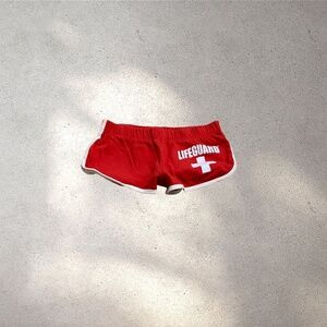 Lifeguard Red Low Rise Booty Shorts